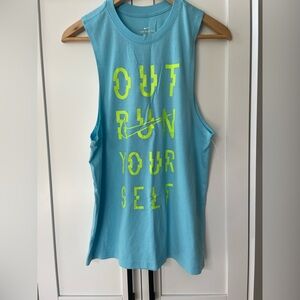 Nike Size Small New Out Run Yourself Tank Top with Neon Green Text